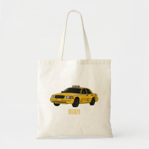 Taxi cartoon illustratie tote bag