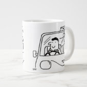 Taxi Chauffeur Cartoon Grote Koffiekop (Voorkant rechts)