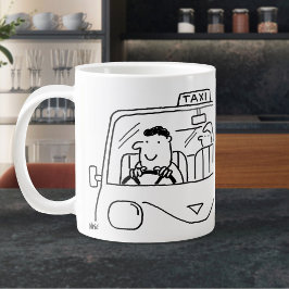 Taxi Chauffeur Cartoon Grote Koffiekop