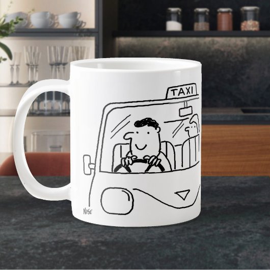 Taxi Chauffeur Cartoon Grote Koffiekop