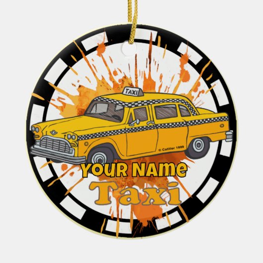 Taxi Chauffeur Keramisch Ornament (Voorkant)