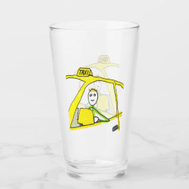 Taxi Chauffeur Stickman Glas
