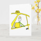 Taxi Chauffeur Stickman Kaart (Gele Bloem)