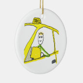 Taxi Chauffeur Stickman Keramisch Ornament (Rechts)