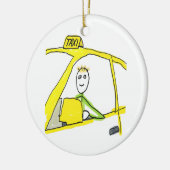 Taxi Chauffeur Stickman Keramisch Ornament (Links)