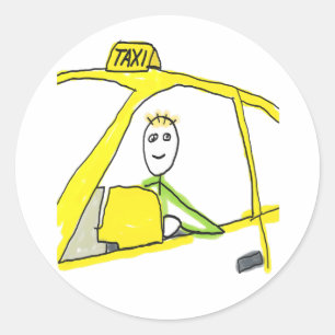 Taxi Chauffeur Stickman Ronde Sticker