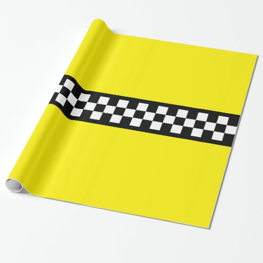 Taxi Check Stripe Patroon Cadeaupapier (Uitgerold)