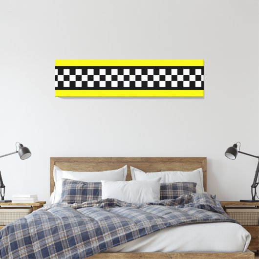 Taxi Check Stripe Patroon Canvas Afdruk (Insitu (Slaapkamer))