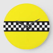 Taxi Check Stripe Patroon Grote Klok (Voorkant)