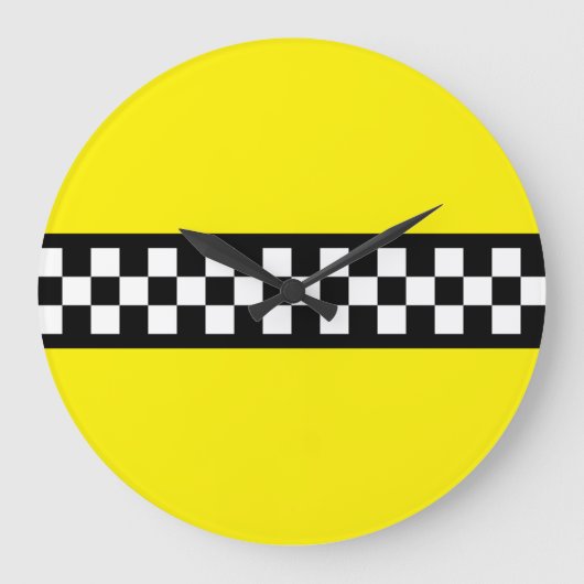 Taxi Check Stripe Patroon Grote Klok (Voorkant)