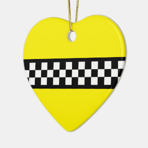 Taxi Check Stripe Patroon Keramisch Ornament