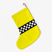 Taxi Check Stripe Patroon Kleine Kerstsok (Achterkant (Hangend))