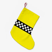 Taxi Check Stripe Patroon Kleine Kerstsok (Voorkant (Hangend))