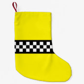 Taxi Check Stripe Patroon Kleine Kerstsok (Voorkant)