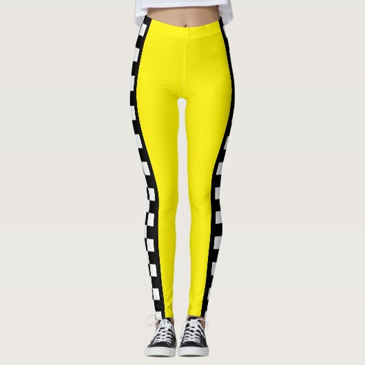 Taxi Check Stripe Patroon Leggings (Voorkant)