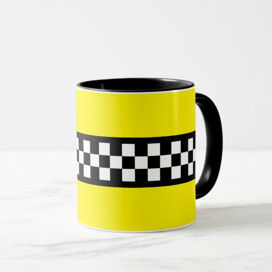 Taxi Check Stripe Patroon Mok (Voorkant rechts)