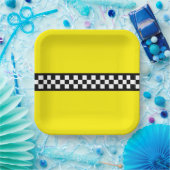 Taxi Check Stripe Patroon Papieren Bordje (Feest)