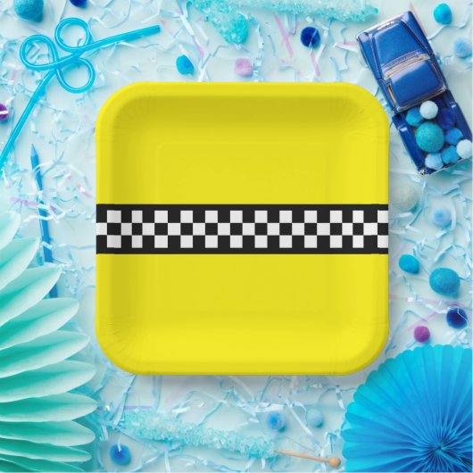 Taxi Check Stripe Patroon Papieren Bordje (Feest)