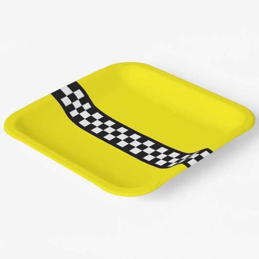 Taxi Check Stripe Patroon Papieren Bordje (Gebogen)