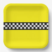 Taxi Check Stripe Patroon Papieren Bordje (Voorkant)