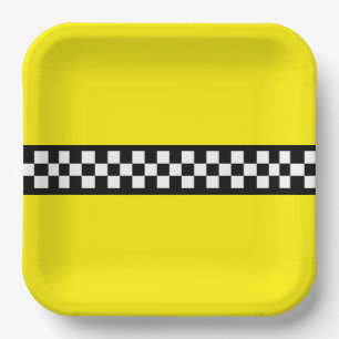Taxi Check Stripe Patroon Papieren Bordje