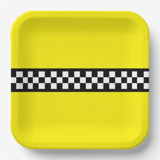 Taxi Check Stripe Patroon Papieren Bordje (Voorkant)