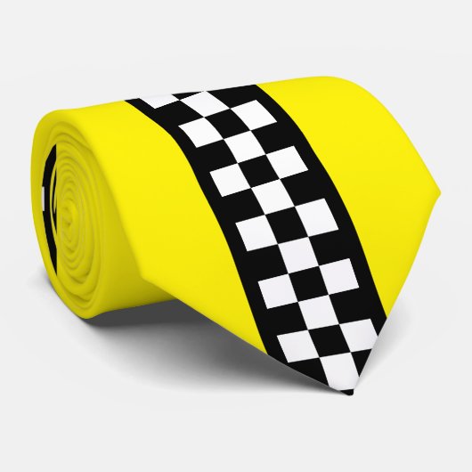 Taxi Check Stripe Patroon Stropdas (Opgerold)