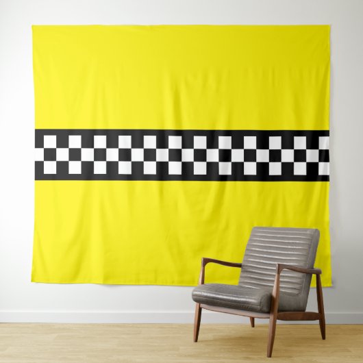 Taxi Check Stripe Patroon Wandkleed (In Situ (horizontaal))