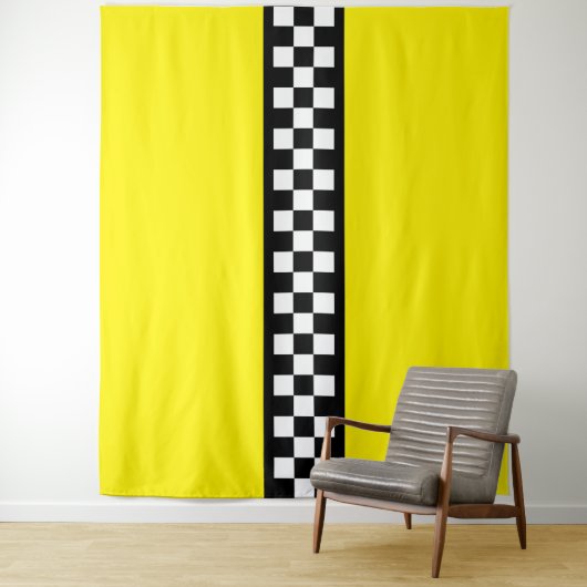 Taxi Check Stripe Patroon Wandkleed (In situ)