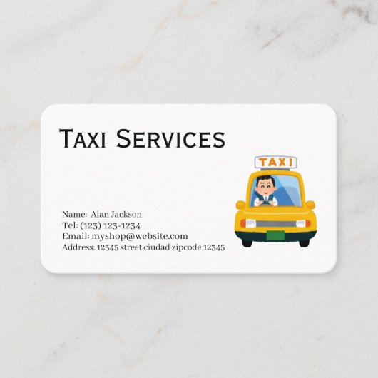 Taxi Dienst Visitekaartje (Voorkant)