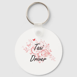 Taxi Driver Artistic Job Design met Butterflies Sleutelhanger