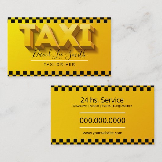 Taxi Driver / Cab Service Visitekaartje (Voorkant / Achterkant)