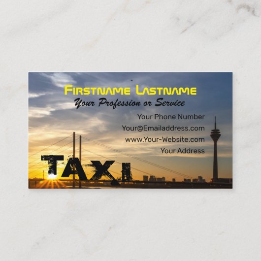 Taxi driver cabdriver transporter city chauffeur visitekaartje (Achterkant)