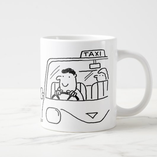 Taxi Driver Cartoon Grote Koffiekop (Rechts)