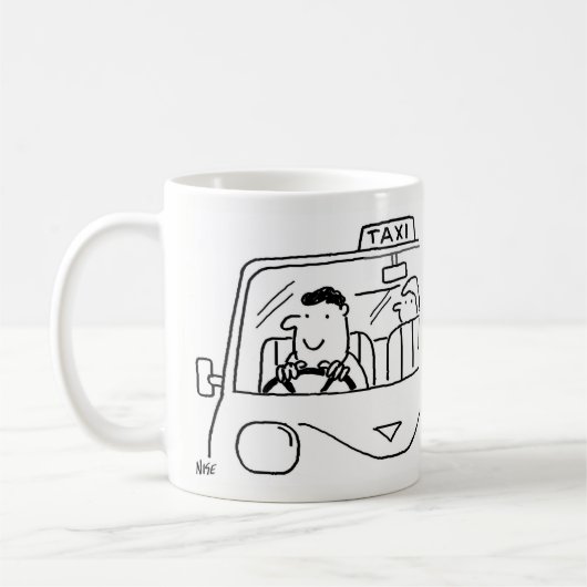 Taxi Driver Cartoon Koffiemok (Links)