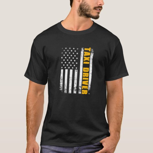 Taxi Driver Job Title Professional American Flag T T-shirt (Voorkant)