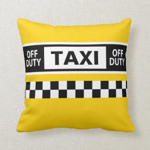 Taxi Driver New York Off Duty Yellow Black White Kussen