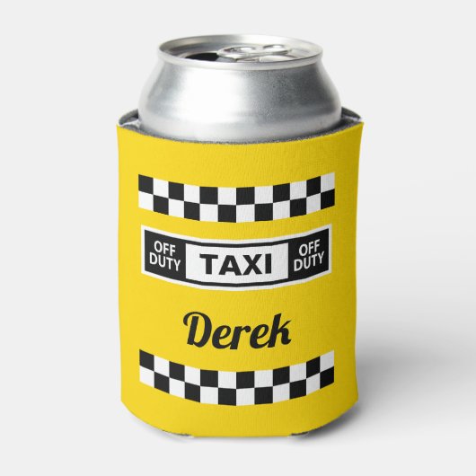 Taxi Driver Off Duty Fun Yellow Cab Blikjeskoeler (Blikje Voorkant)