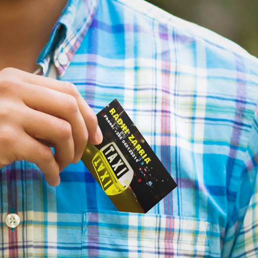 Taxi Driver Professioneel Zwart & Geel Auto Visitekaartje