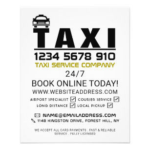 Taxi Firm Logo, Taxi Cab Firm with Price List Flyer