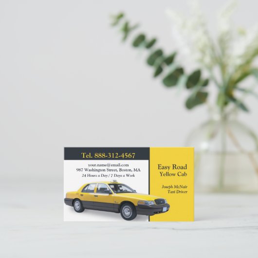 Taxi Geel Cabine Visitekaartje (Staand voorkant)