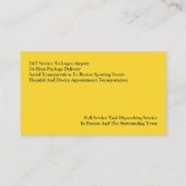 Taxi Geel Cabine Visitekaartje (Achterkant)