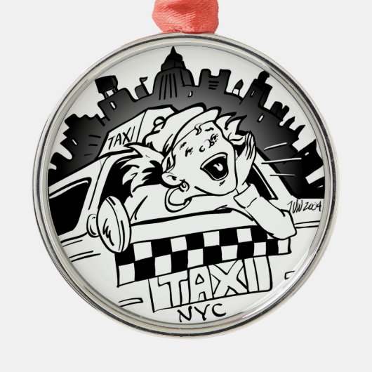 Taxi Girl Metalen Ornament (Voorkant)