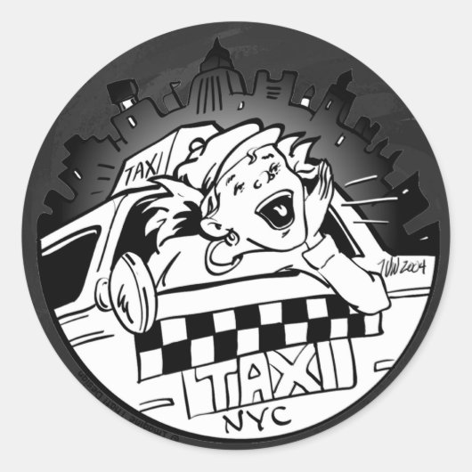 Taxi Girl Ronde Sticker (Voorkant)