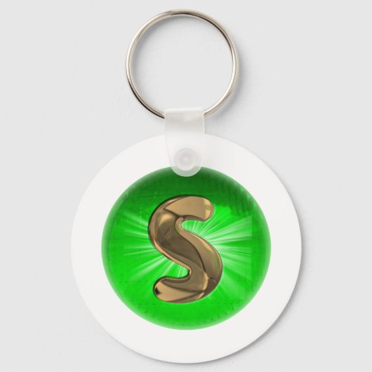 TAXI Gold Monogram S Groen licht Sleutelhanger (Voorkant)