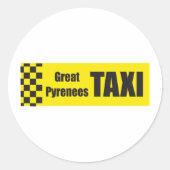 Taxi Grote Pyreneeën Ronde Sticker (Voorkant)