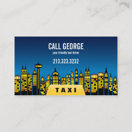 Taxi in de stad bij nacht visitekaartje