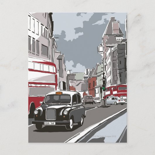 Taxi in Londen Briefkaart (Voorkant)