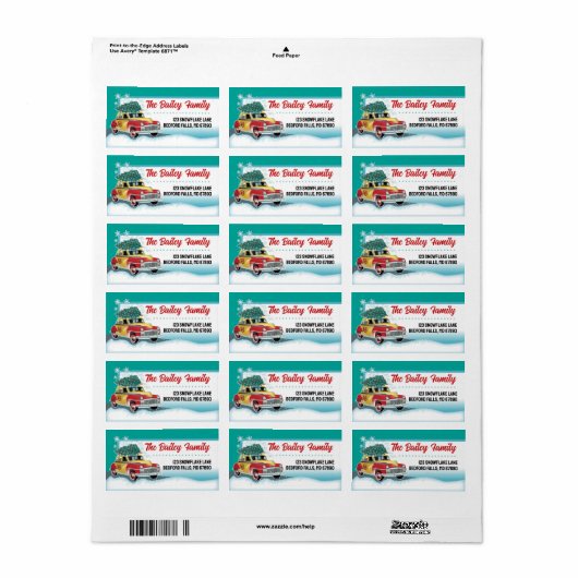 Taxi Kerst Kaart Adresetiketten Etiket (Full Sheet)