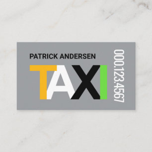 TAXI Kleuren Uithangborden Rijden Visitekaartje